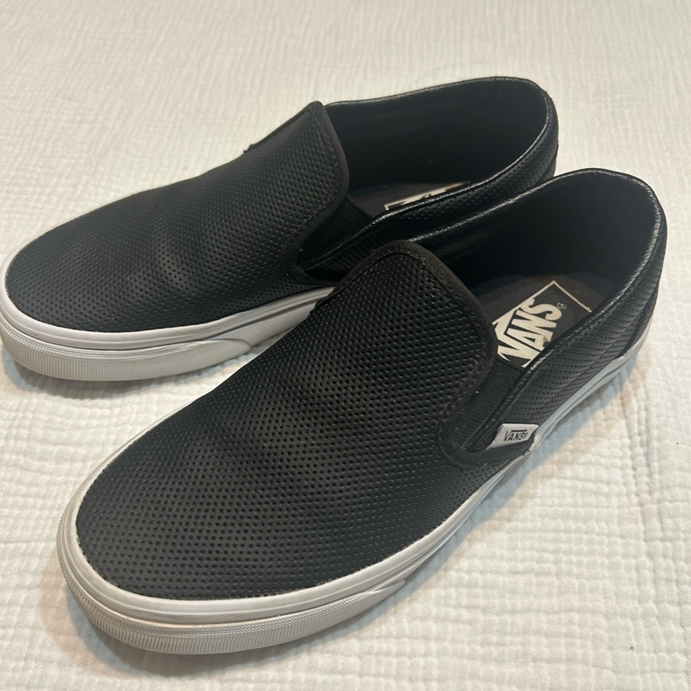 Black Perforated Vans Slip On Sneakers Men’s 7 Women’s 8.5